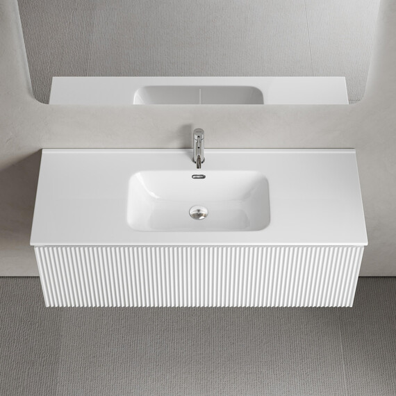 Тумба подвесная с раковиной-столешницей Sancos Snob R 1.0 120 см SNR1.0120W, Bianco (раковина Element CN7006) - фото 4