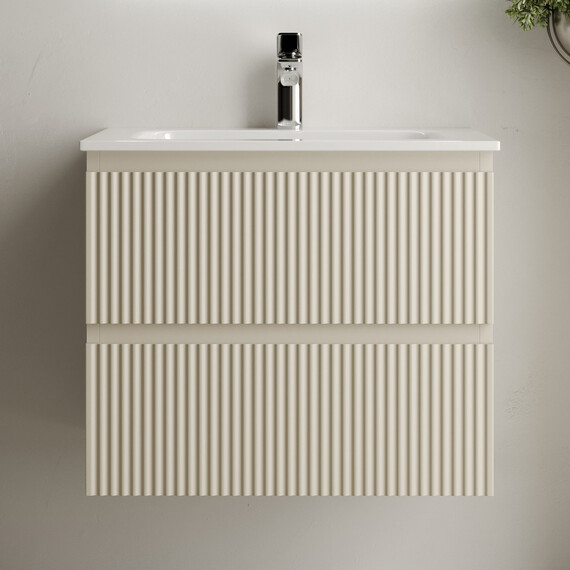 Тумба подвесная с раковиной Sancos Snob R 60 см SNR60CE, Beige soft (раковина Grace CN7011) - фото 