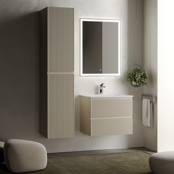 Тумба подвесная с раковиной Sancos Snob R 60 см SNR60CE, Beige soft (раковина Grace CN7011) - фото 6