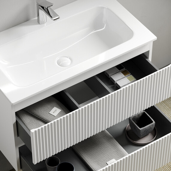 Тумба подвесная с раковиной Sancos Snob R 60 см SNR60W, Bianco (раковина Grace CN7011) - фото 4