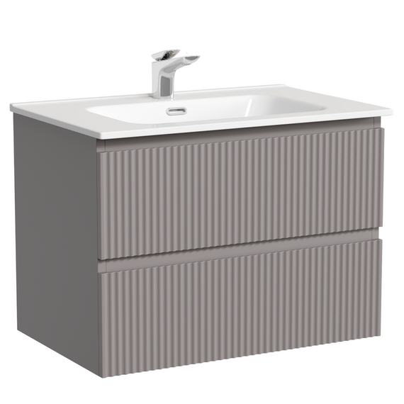 Тумба подвесная с раковиной-столешницей Sancos Snob R 70 см SNR70SM, Doha soft (раковина Element CN7007) - фото 2