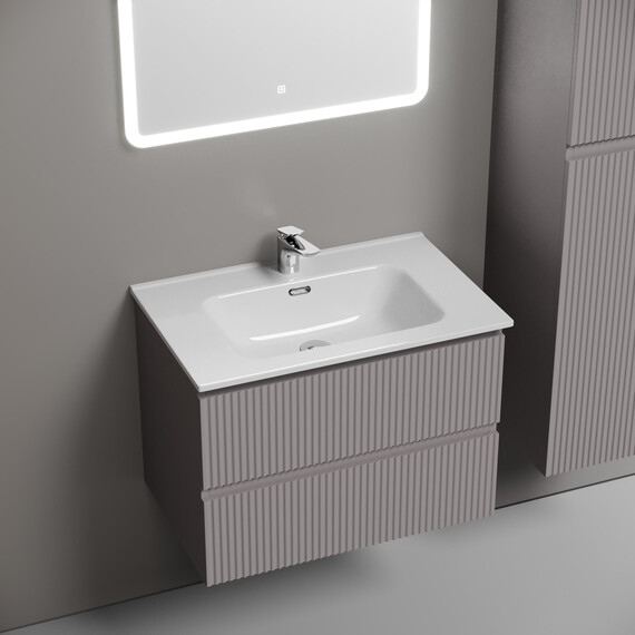 Тумба подвесная с раковиной-столешницей Sancos Snob R 70 см SNR70SM, Doha soft (раковина Element CN7007) - фото 