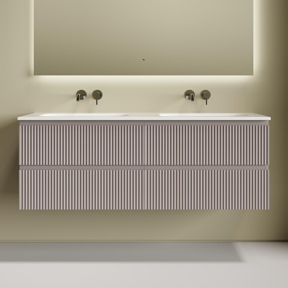 Тумба подвесная с раковиной-столешницей Sancos Snob R 140 см SNR70SM, Doha soft (раковина Grace CN7022wx) - фото 3