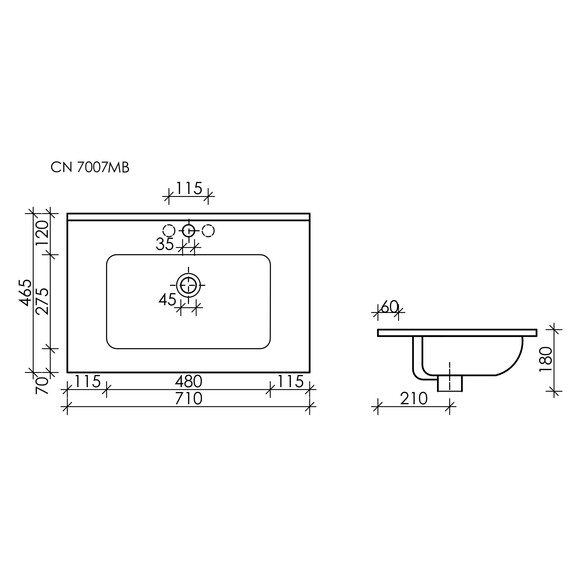 Тумба подвесная с раковиной-столешницей Sancos Snob R 70 см SNR70W, Bianco (раковина Element CN7007MB) - фото 7