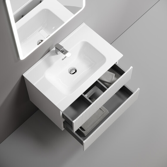 Тумба подвесная с раковиной-столешницей Sancos Snob R 70 см SNR70W, Bianco (раковина Element CN7007) - фото 4