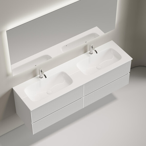 Тумба подвесная с раковиной-столешницей Sancos Snob R 140 см SNR70W, Bianco (раковина Grace CN7022) - фото 