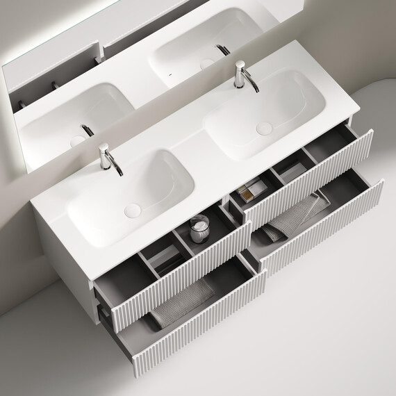 Тумба подвесная с раковиной-столешницей Sancos Snob R 140 см SNR70W, Bianco (раковина Grace CN7022) - фото 4