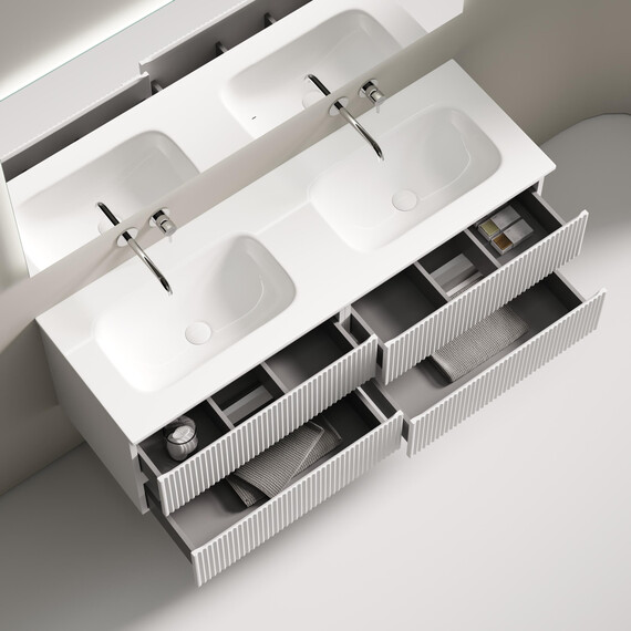 Тумба подвесная с раковиной-столешницей Sancos Snob R 140 см SNR70W, Bianco (раковина Grace CN7022wx) - фото 4