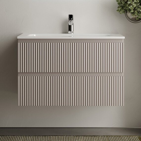 Тумба подвесная с раковиной Sancos Snob R 80 см SNR80SM, Doha soft (раковина Grace CN7012) - фото 