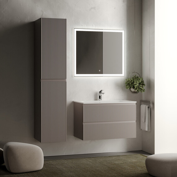 Тумба подвесная с раковиной Sancos Snob R 80 см SNR80SM, Doha soft (раковина Grace CN7012) - фото 6