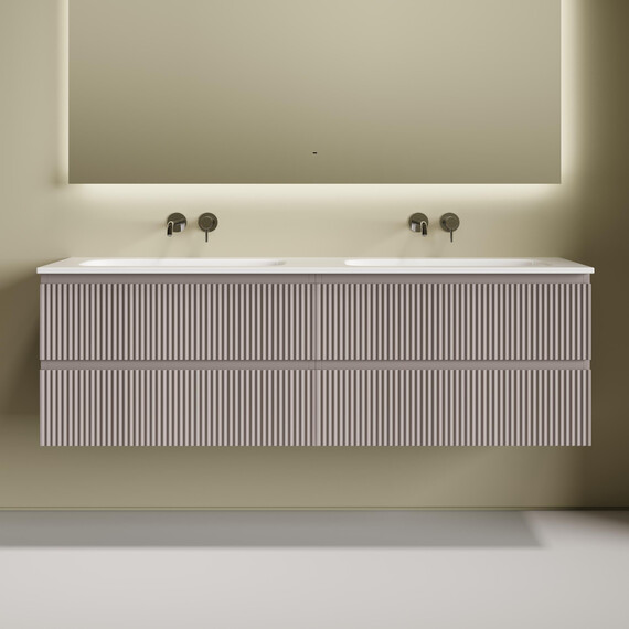 Тумба подвесная с раковиной-столешницей Sancos Snob R 160 см SNR80SM, Doha soft (раковина Grace CN7023wx) - фото 5
