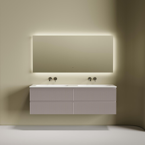 Тумба подвесная с раковиной-столешницей Sancos Snob R 160 см SNR80SM, Doha soft (раковина Grace CN7023wx) - фото 6
