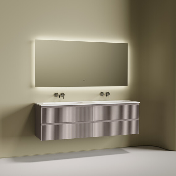 Тумба подвесная с раковиной-столешницей Sancos Snob R 160 см SNR80SM, Doha soft (раковина Grace CN7023wx) - фото 3