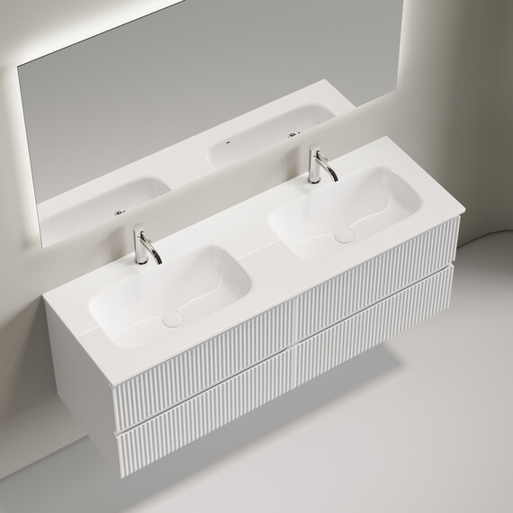 Тумба подвесная с раковиной-столешницей Sancos Snob R 160 см SNR80W, Bianco (раковина Grace CN7023) - фото 
