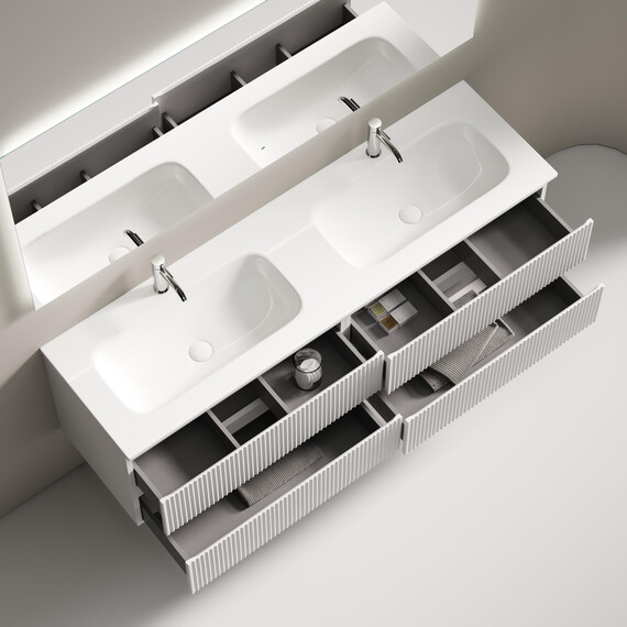 Тумба подвесная с раковиной-столешницей Sancos Snob R 160 см SNR80W, Bianco (раковина Grace CN7023) - фото 4