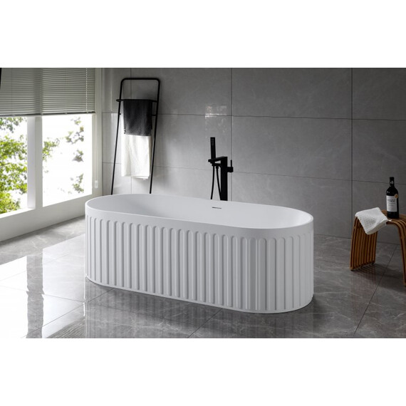 Ванна отдельностоящая BelBagno Solid Surface 170х75 см BB-BOHEME-170-75-55-SSB, белый матовый - фото 4