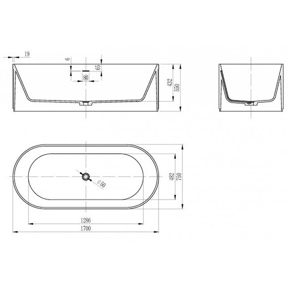 Ванна отдельностоящая BelBagno Solid Surface 170х75 см BB-BOHEME-170-75-55-SSB, белый матовый - фото 6