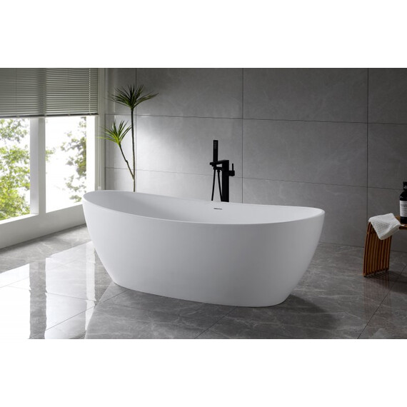 Ванна отдельностоящая BelBagno Solid Surface 180х85 см BB-UNIQUE-180-85-64-SSB, белый матовый - фото 4