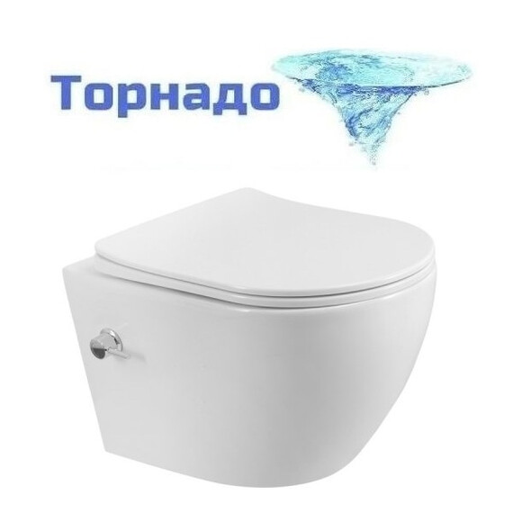 Унитаз-биде подвесной безободковый BelBagno TORNADO MARINO-TOR BB7026CH-TOR-BS/SC с тонкой крышкой микролифт (система смыва Торнадо) - фото 