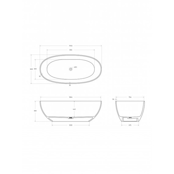 Ванна отдельностоящая CEZARES 170x80 см CZR-RELAX-170-80-56-WM-PFB, молочный белый - фото 5