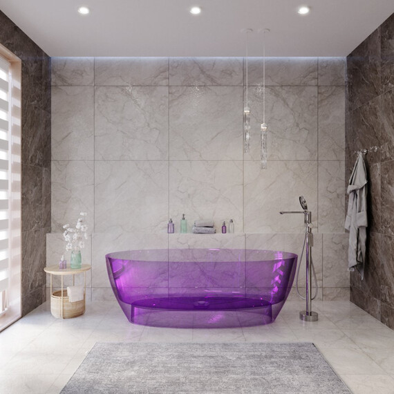 Ванна отдельностоящая CEZARES 170x80 см CZR-RELAX2.0-170-79-57-AMT-PFB, аметист - фото 2