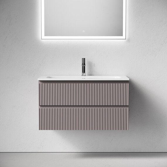 Тумба подвесная с раковиной Sancos Snob R 90 см SNR90SM, Doha soft (раковина Grace CN7019) - фото 