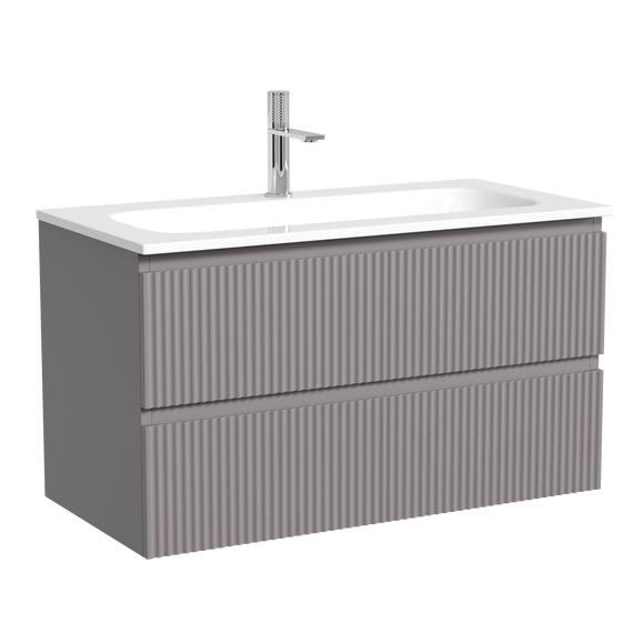 Тумба подвесная с раковиной Sancos Snob R 90 см SNR90SM, Doha soft (раковина Grace CN7019) - фото 2