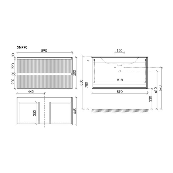 Тумба подвесная с раковиной-столешницей Sancos Snob R 90 см SNR90W, Bianco (раковина Element CN7002MB) - фото 8