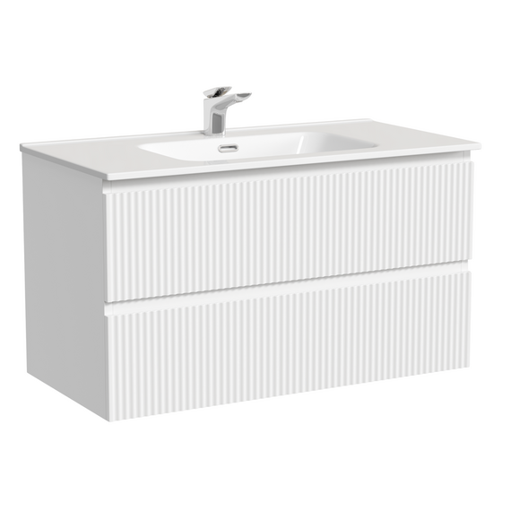 Тумба подвесная с раковиной-столешницей Sancos Snob R 90 см SNR90W, Bianco (раковина Element CN7002) - фото 2