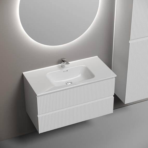 Тумба подвесная с раковиной-столешницей Sancos Snob R 90 см SNR90W, Bianco (раковина Element CN7002) - фото 4