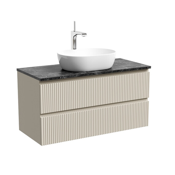 Тумба подвесная с раковиной Sancos Snob R 100 см SNR100CE, Beige Soft (раковина Element CN5010, столешница TT100A1X) - фото 