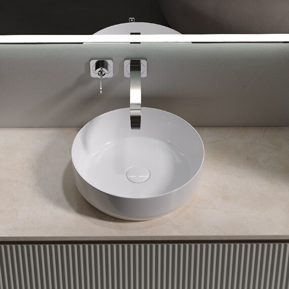 Тумба подвесная с раковиной Sancos Snob R 100 см SNR100CE, Beige Soft (раковина Element CN6022, столешница TT100A2) - фото 4