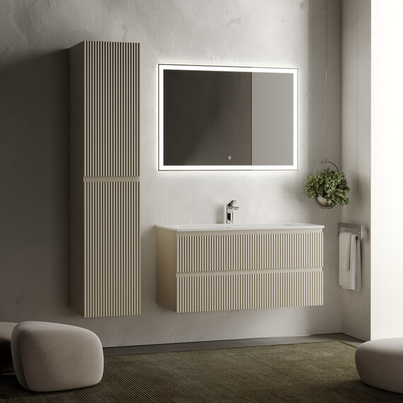 Тумба подвесная с раковиной Sancos Snob R 100 см SNR100CE, Beige soft (раковина Grace CN7013) - фото 6