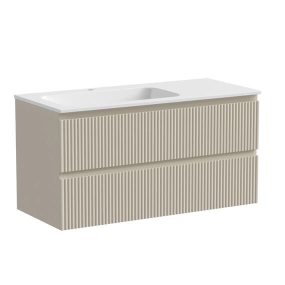 Тумба подвесная с раковиной-столешницей Sancos Snob R 100 см SNR100LCE, Beige soft (раковина Grace CN7014) - фото 2