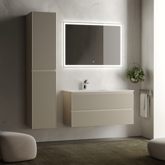 Тумба подвесная с раковиной-столешницей Sancos Snob R 100 см SNR100LCE, Beige soft (раковина Grace CN7014) - фото 6