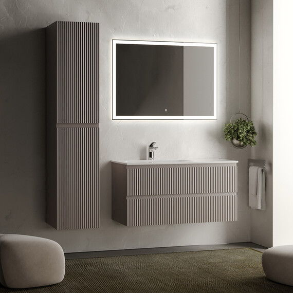 Тумба подвесная с раковиной-столешницей Sancos Snob R 100 см SNR100LSM, Doha soft (раковина Grace CN7014) - фото 6