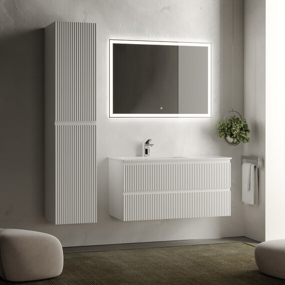 Тумба подвесная с раковиной-столешницей Sancos Snob R 100 см SNR100LW, Bianco (раковина Grace CN7014) - фото 6