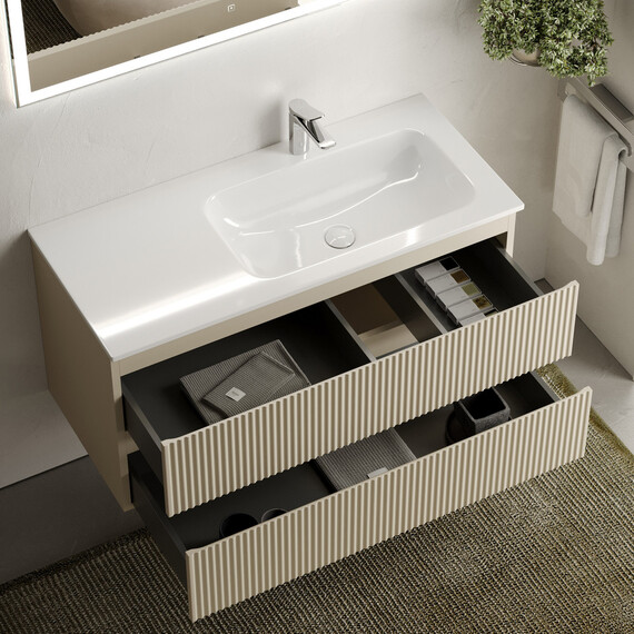 Тумба подвесная с раковиной-столешницей Sancos Snob R 100 см SNR100RCE, Beige soft (раковина Grace CN7015) - фото 4