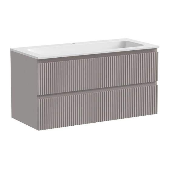 Тумба подвесная с раковиной Sancos Snob R 100 см SNR100SM, Doha soft (раковина Grace CN7013) - фото 2