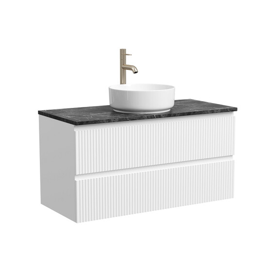 Тумба подвесная с раковиной Sancos Snob R 100 см SNR100W, Bianco (раковина Element CN5001, столешница TT100A1X) - фото 