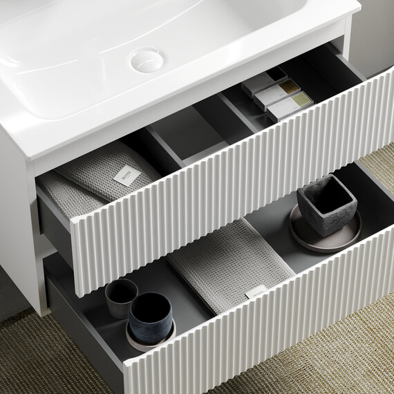 Тумба подвесная с раковиной Sancos Snob R 100 см SNR100W, Bianco (раковина Grace CN7013) - фото 4