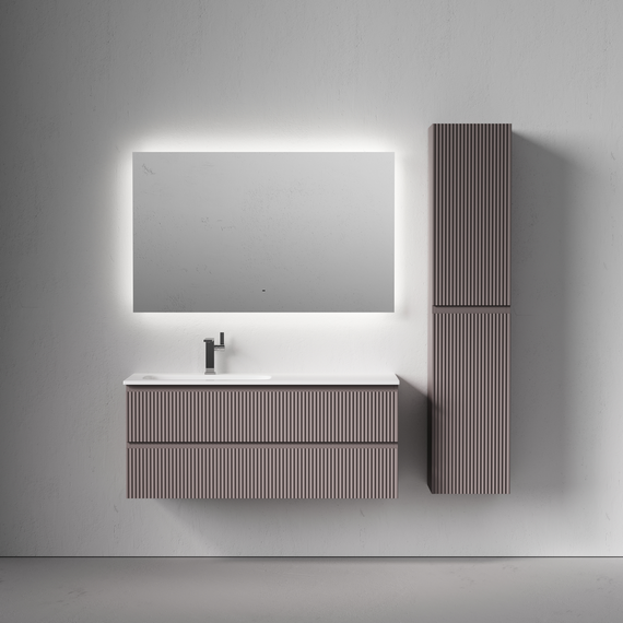 Тумба подвесная с раковиной-столешницей Sancos Snob R 120 см SNR120LSM, Doha soft (раковина Grace CN7020) - фото 5