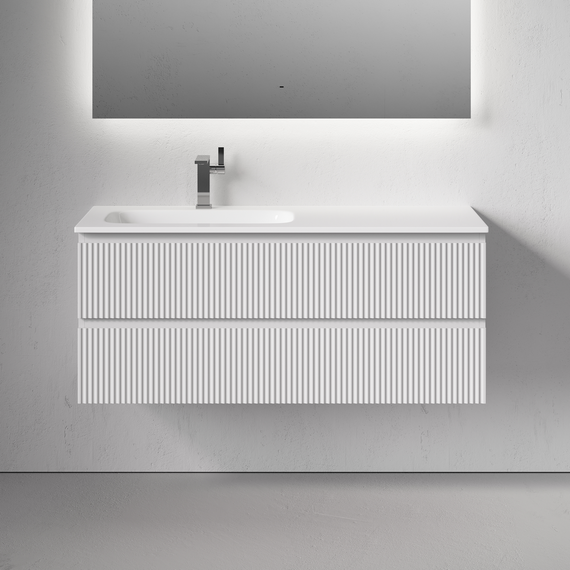 Тумба подвесная с раковиной-столешницей Sancos Snob R 120 см SNR120LW, Bianco (раковина Grace CN7020) - фото 
