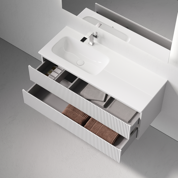 Тумба подвесная с раковиной-столешницей Sancos Snob R 120 см SNR120LW, Bianco (раковина Grace CN7020) - фото 4