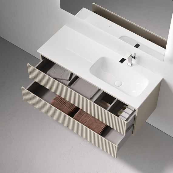 Тумба подвесная с раковиной-столешницей Sancos Snob R 120 см SNR120RCE, Beige soft (раковина Grace CN7021) - фото 4