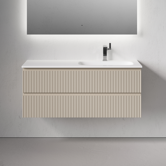 Тумба подвесная с раковиной-столешницей Sancos Snob R 120 см SNR120RCE, Beige soft (раковина Grace CN7021) - фото 