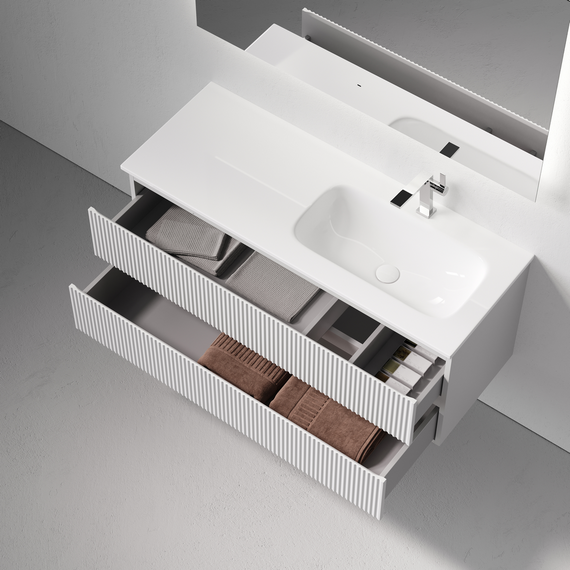 Тумба подвесная с раковиной-столешницей Sancos Snob R 120 см SNR120RW, Bianco (раковина Grace CN7021) - фото 4