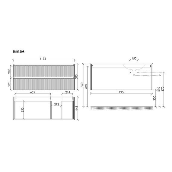 Тумба подвесная с раковиной-столешницей Sancos Snob R 120 см SNR120RW, Bianco (раковина Grace CN7021) - фото 10