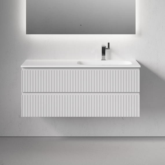 Тумба подвесная с раковиной-столешницей Sancos Snob R 120 см SNR120RW, Bianco (раковина Grace CN7021) - фото 