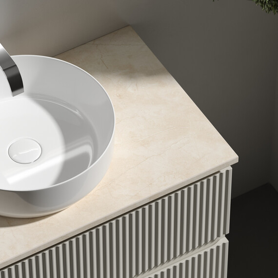 Тумба подвесная с раковиной Sancos Snob R 80 см SNR80CE, Beige Soft (раковина Element CN6022, столешница TT80A2) - фото 5